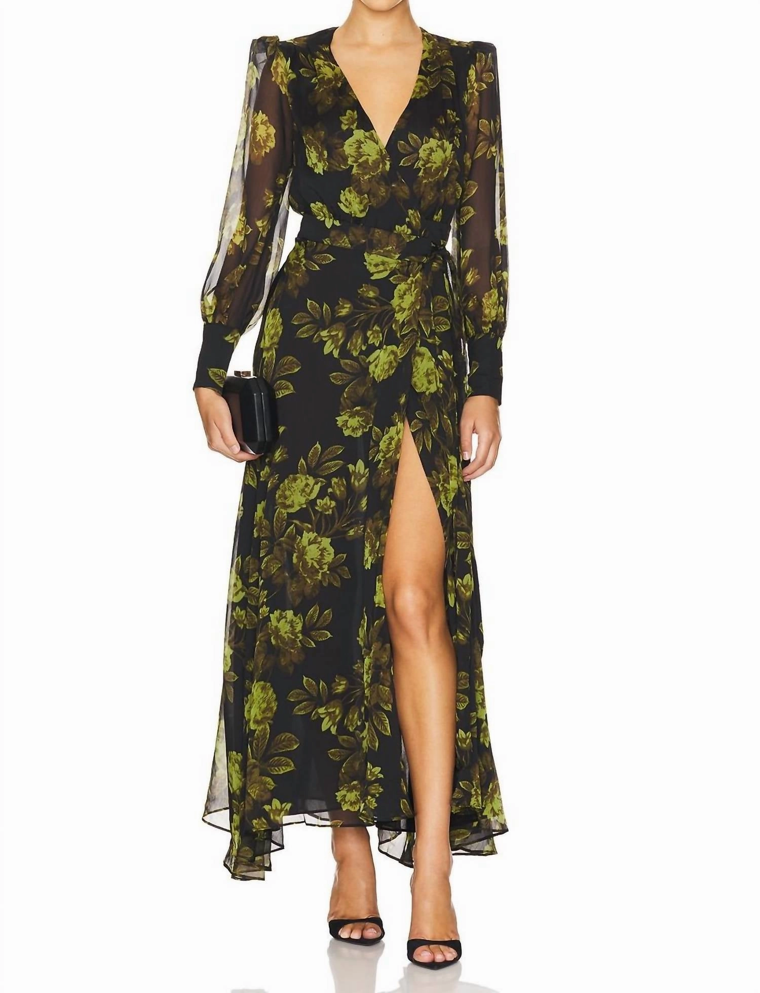 Lucianna Maxi Dress In Green And Black