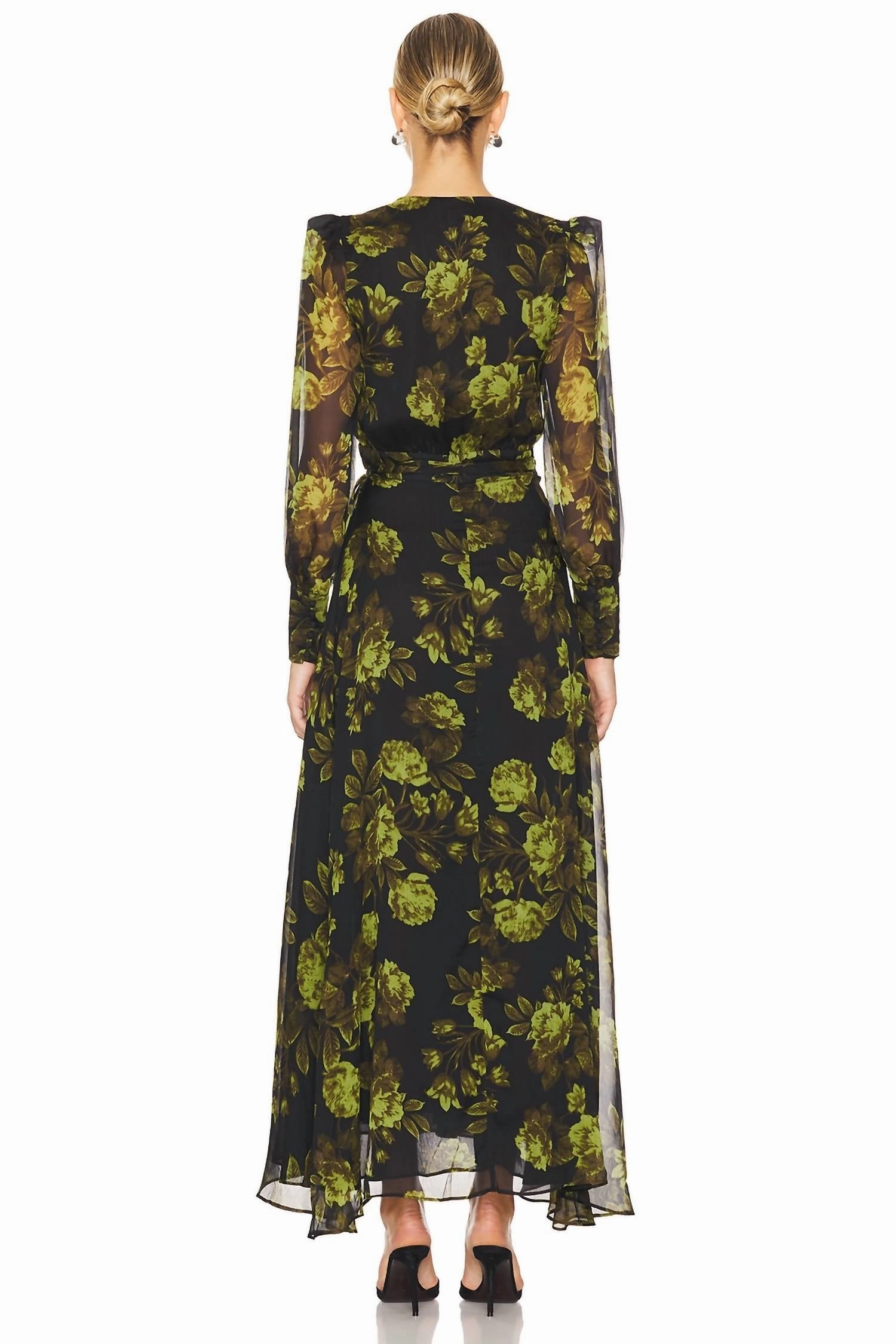 Lucianna Maxi Dress In Green And Black