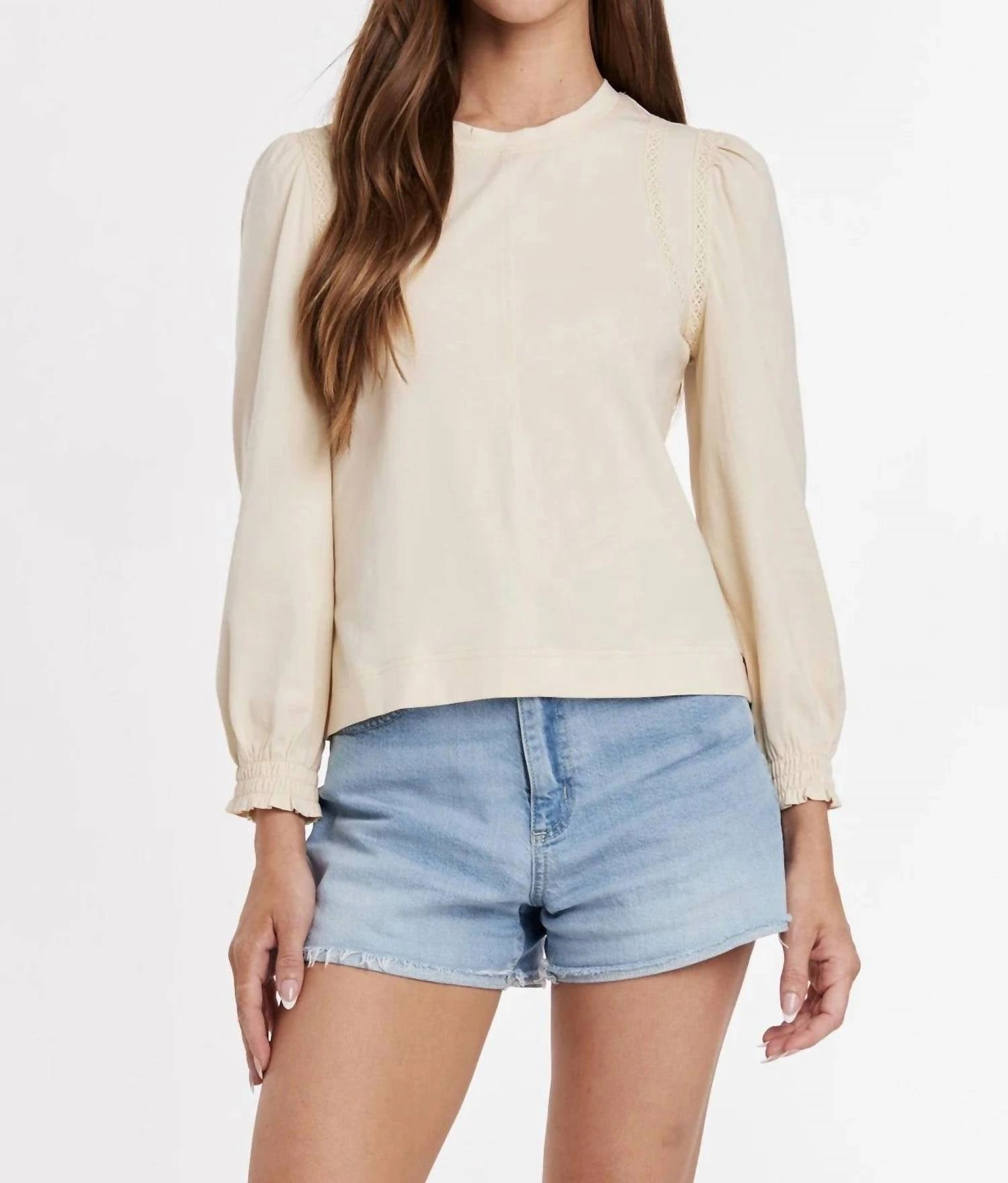 Lucinda Lace Detail Top In Fawn