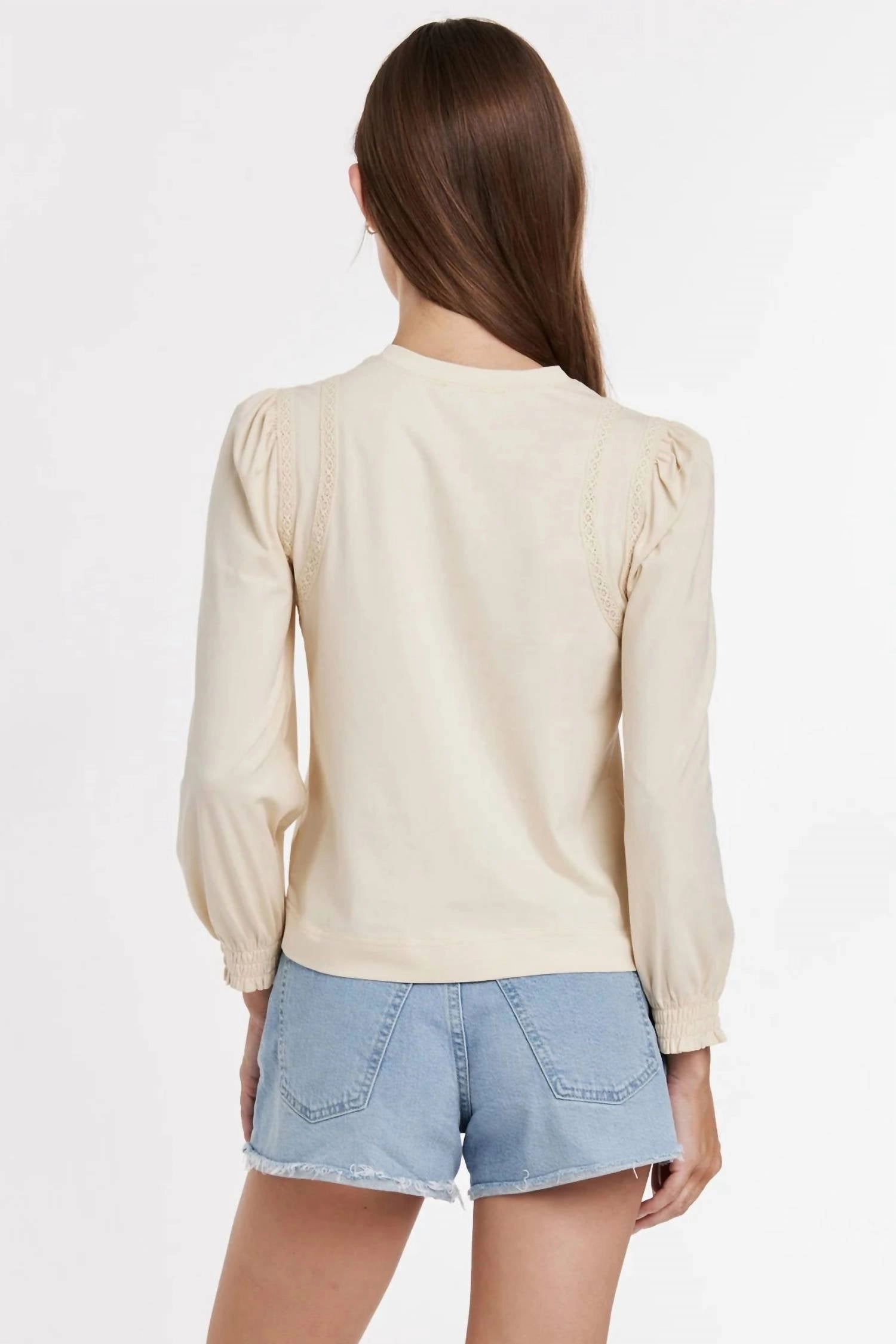 Lucinda Lace Detail Top In Fawn