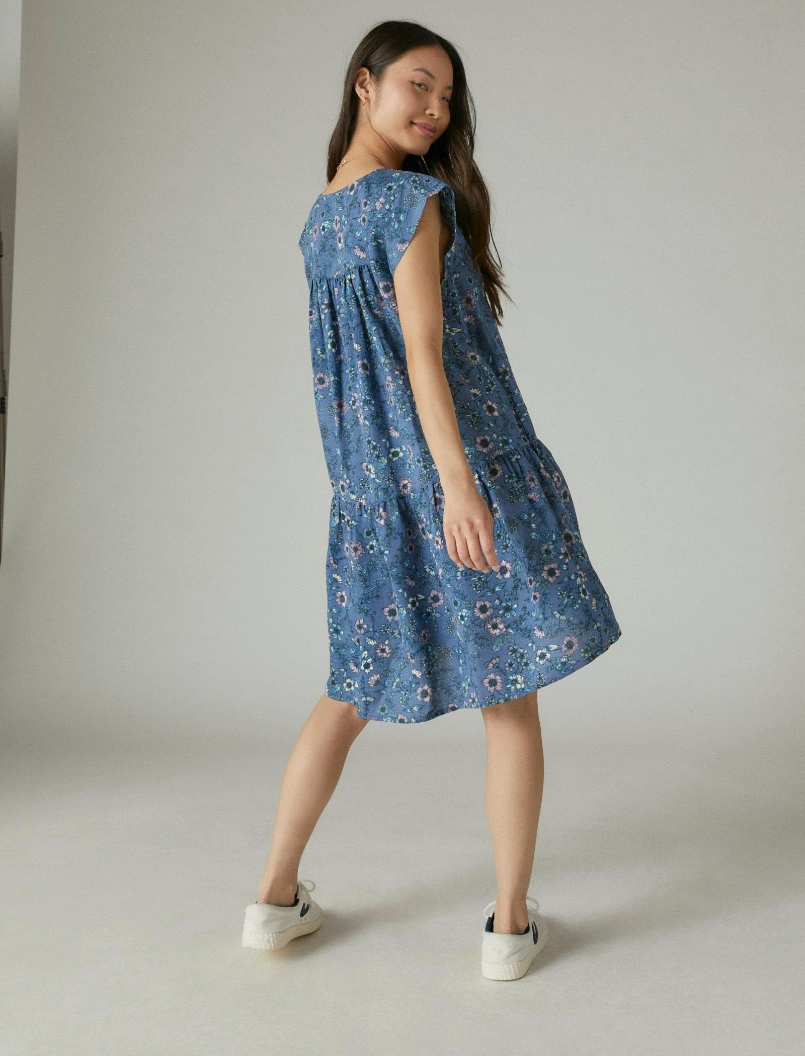 Lucky Brand Women's Printed Peasant Mini Dress