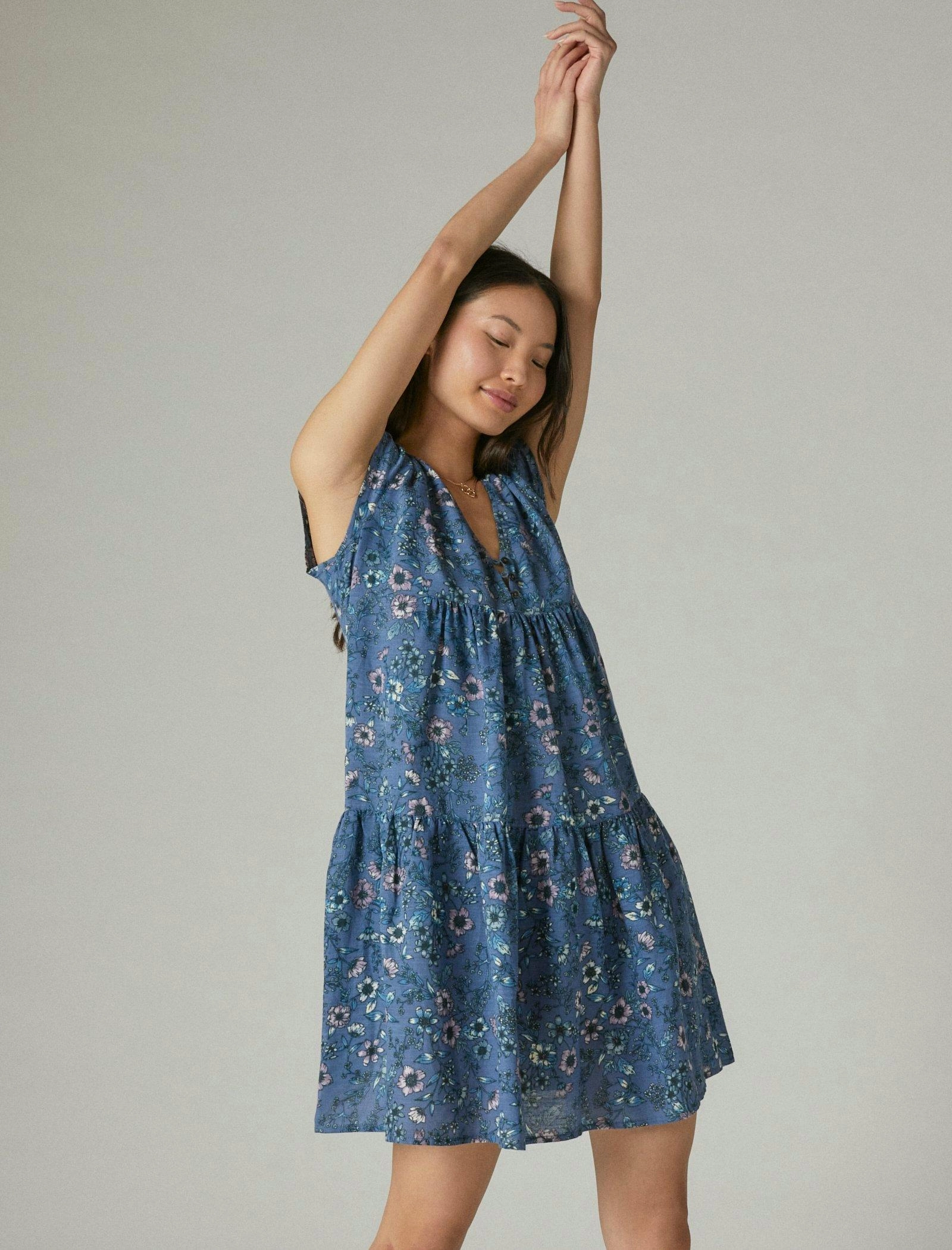 Lucky Brand Women's Printed Peasant Mini Dress