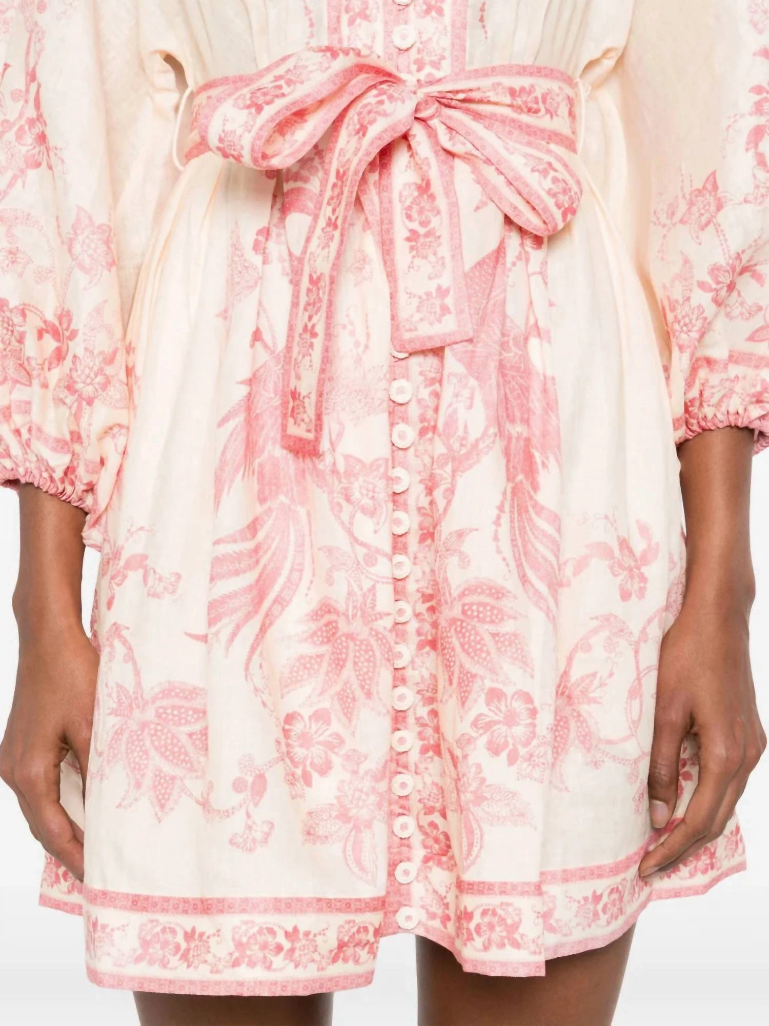 Lucky Plunge Mini Dress In Cream/pink Floral