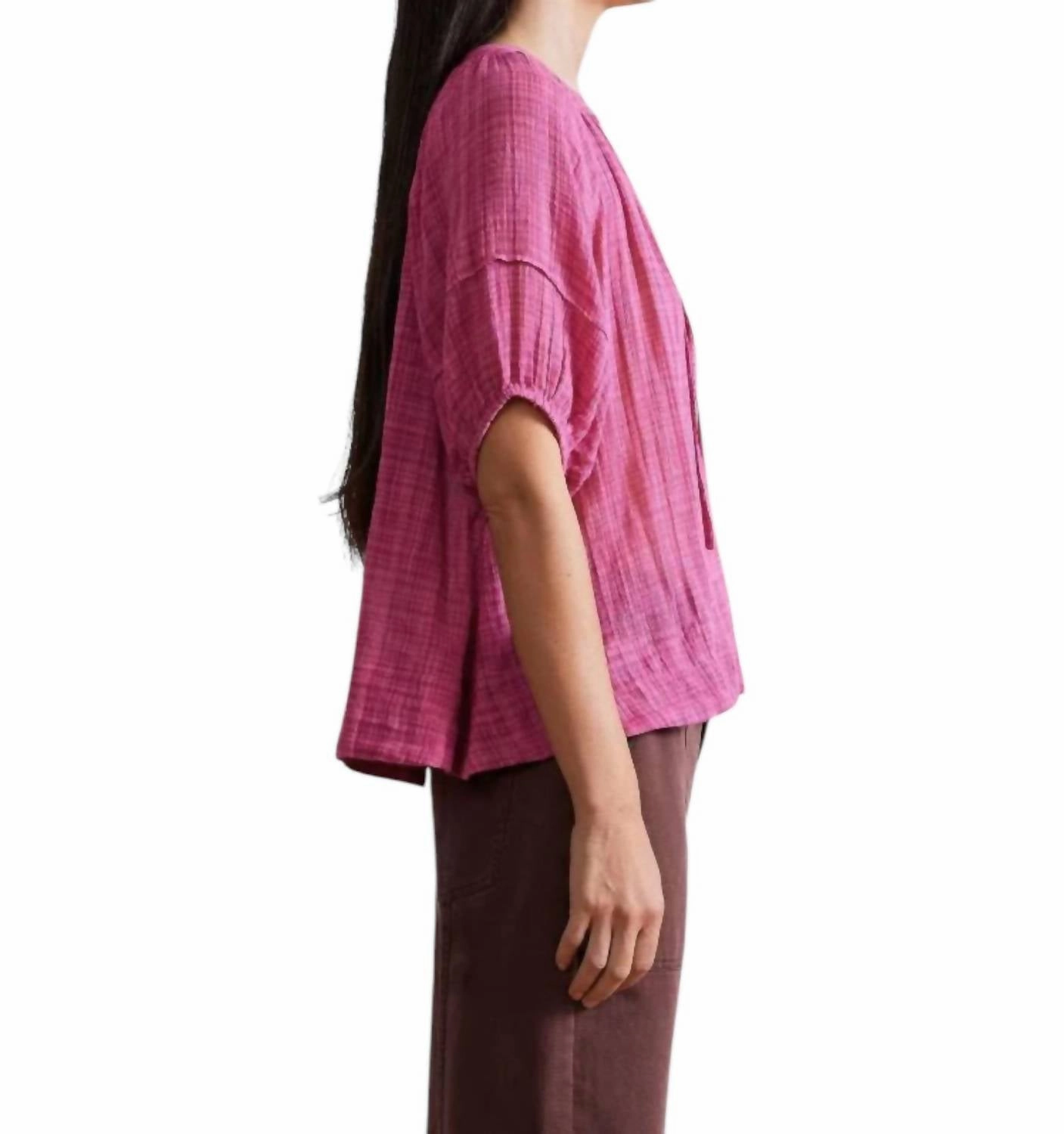 Lumina Popover Blouse In Raspberry
