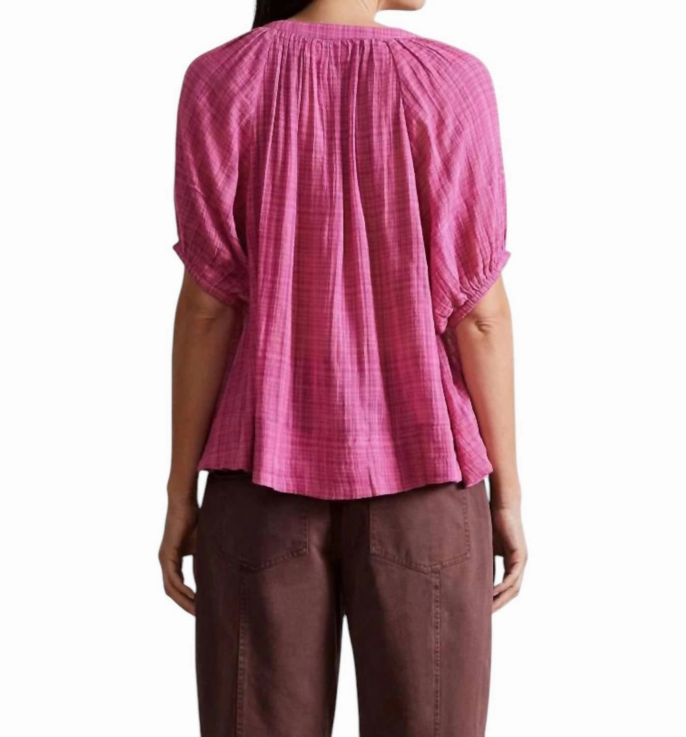 Lumina Popover Blouse In Raspberry