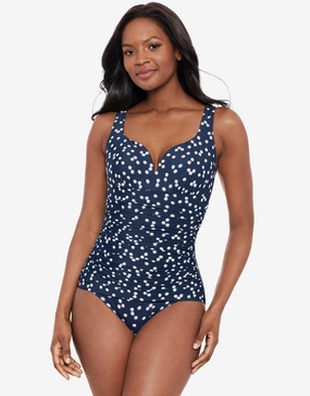 Luminaire Cherie Swimsuit - Navy Spot Miraclesuit - Miraclesuit swimwear clearance