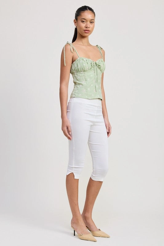 Luna Eyelet Tie Strap Top