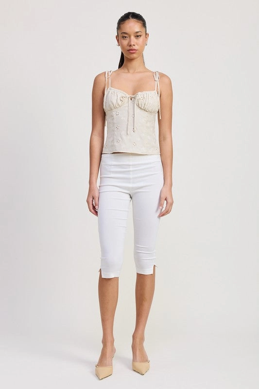 Luna Eyelet Tie Strap Top