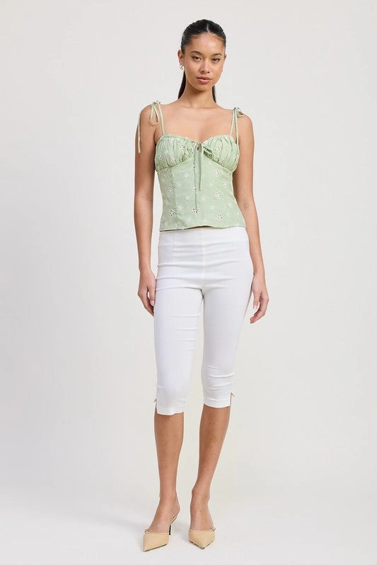 Luna Eyelet Tie Strap Top