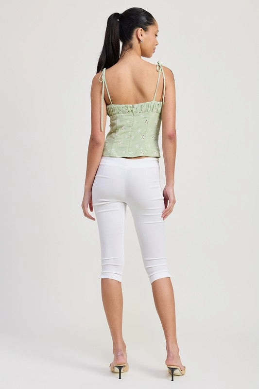 Luna Eyelet Tie Strap Top