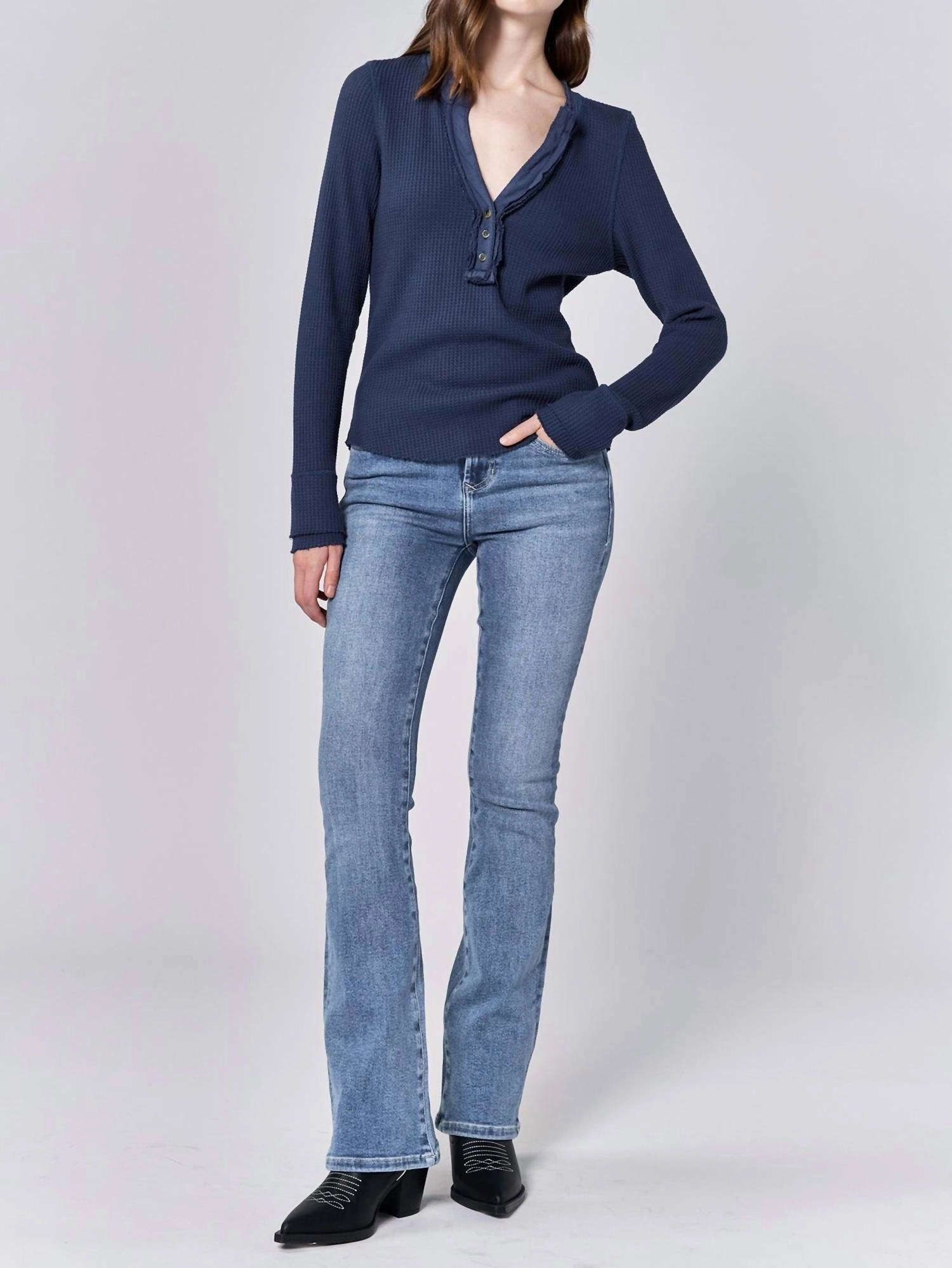 Luna V-Neck Top In Black Iris
