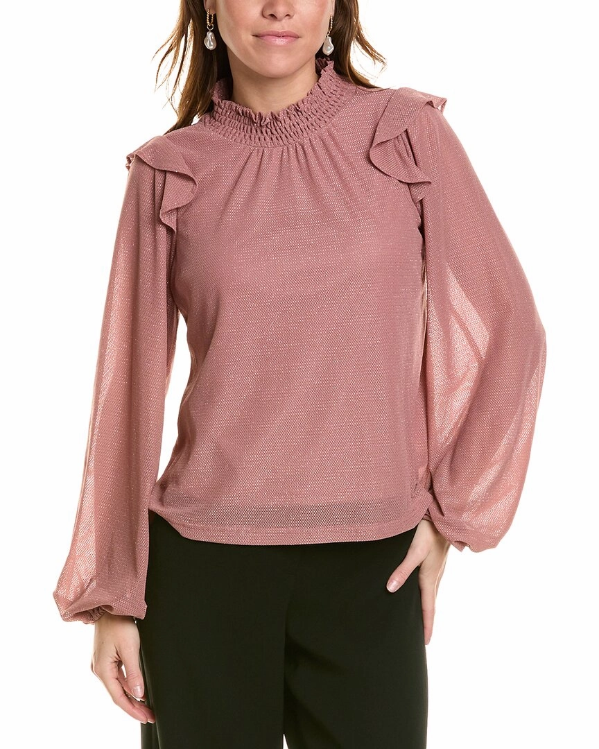 LUXE ALWAYS Smocked Mock Blouse