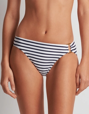 Luxe Stripe Ring Hipster Bikini Pant - Navy White Swim Womens - beachwear discount