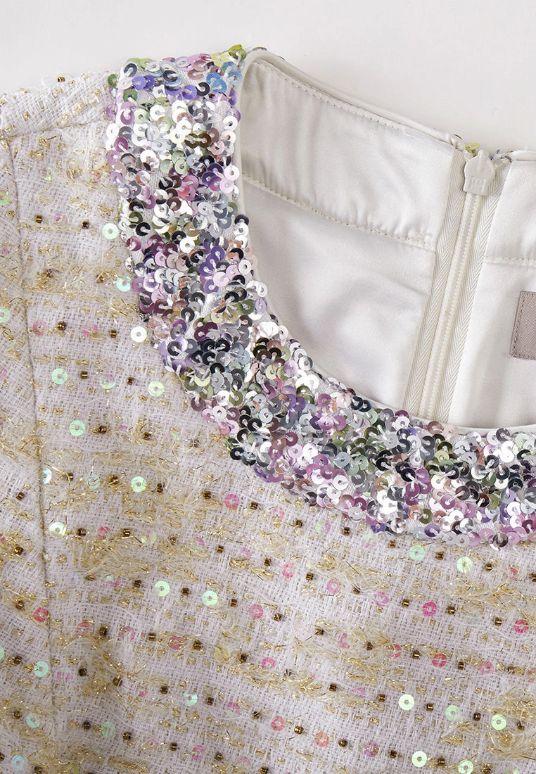 Luxurious Sequined Tweed Dress