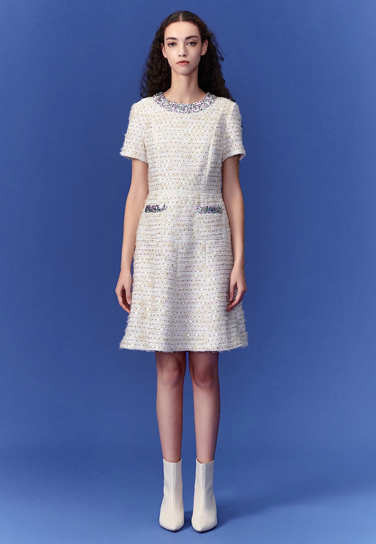 Luxurious Sequined Tweed Dress