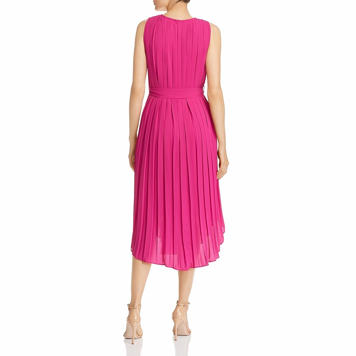 Lyra Womens Pleated Sleeveless Midi Dress