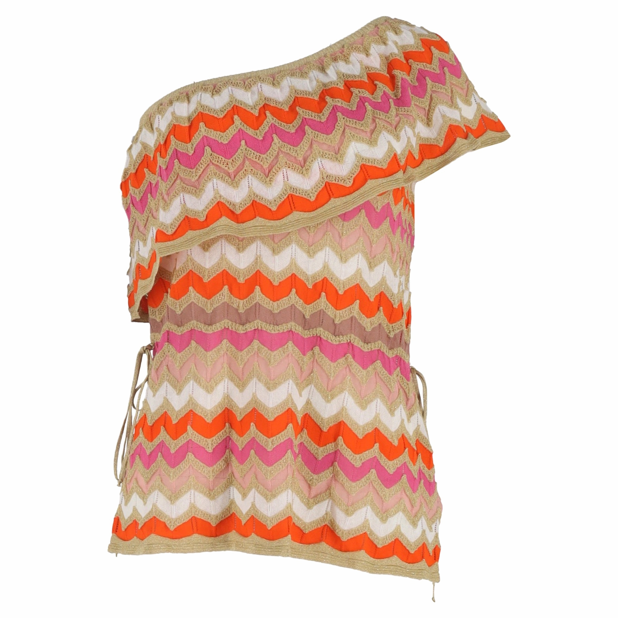 M Missoni One Shoulder Top in Multicolor Cotton