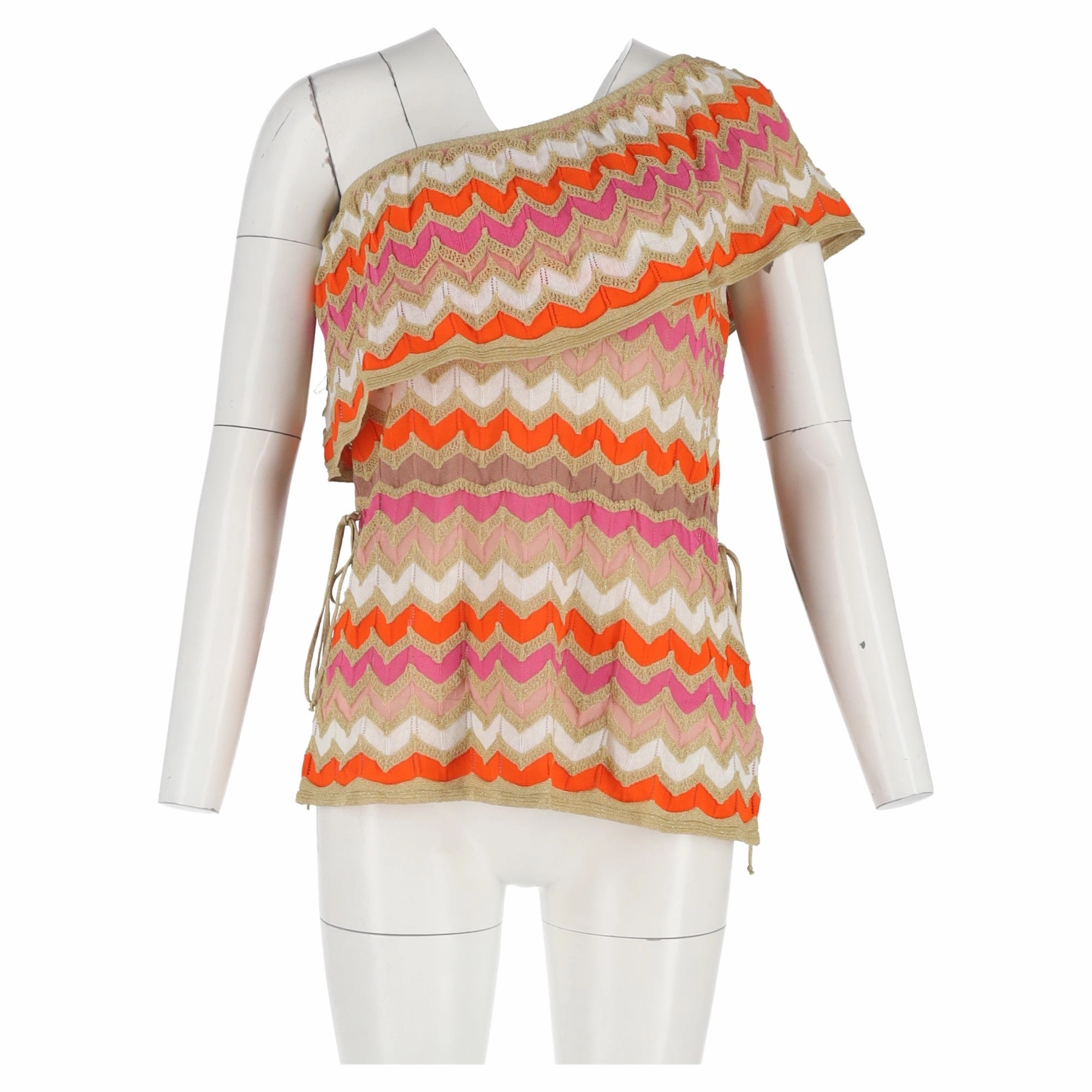 M Missoni One Shoulder Top in Multicolor Cotton