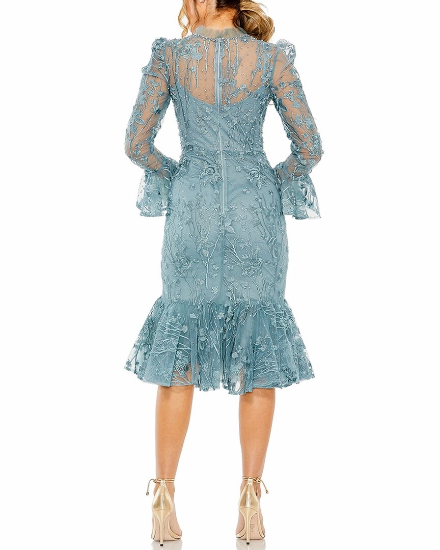 Mac Duggal Ruffle Wrist Embellished High-Neck Dress