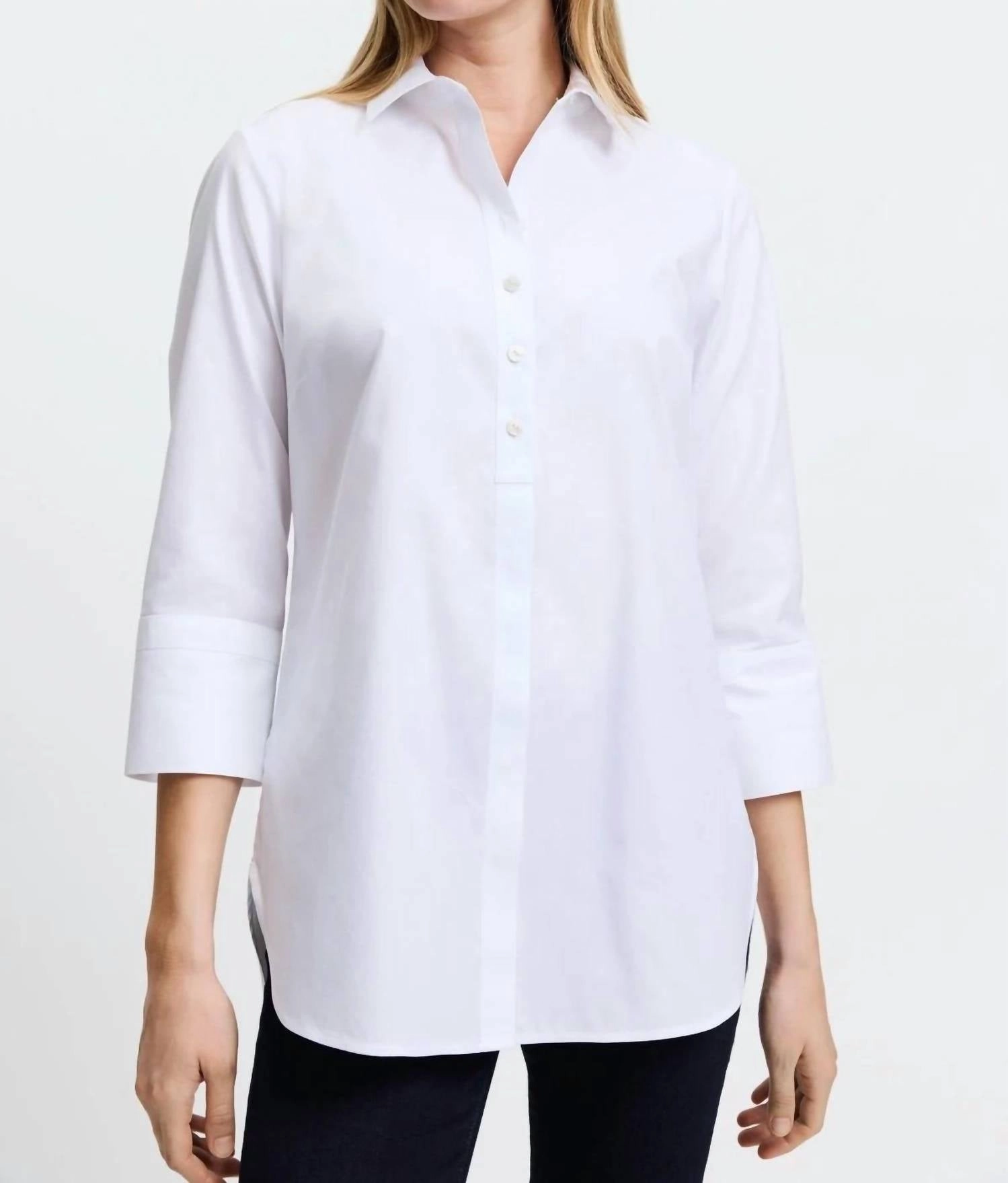 Madison Essential Pinpoint No Iron Shirt In White