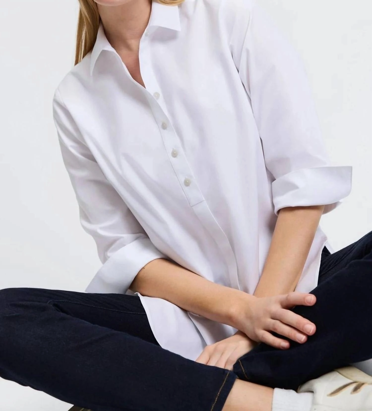 Madison Essential Pinpoint No Iron Shirt In White