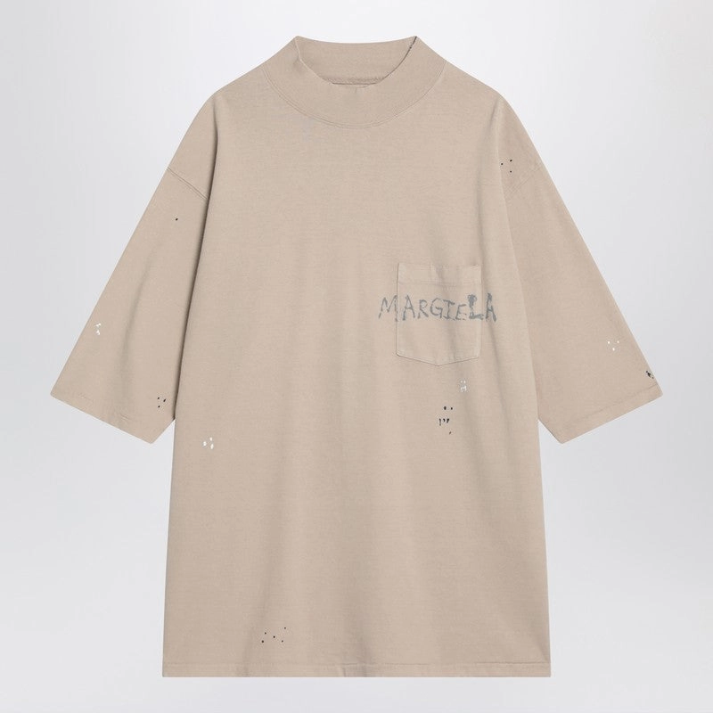 Maison Margiela Women's Blush T-Shirt With Graffiti Logo