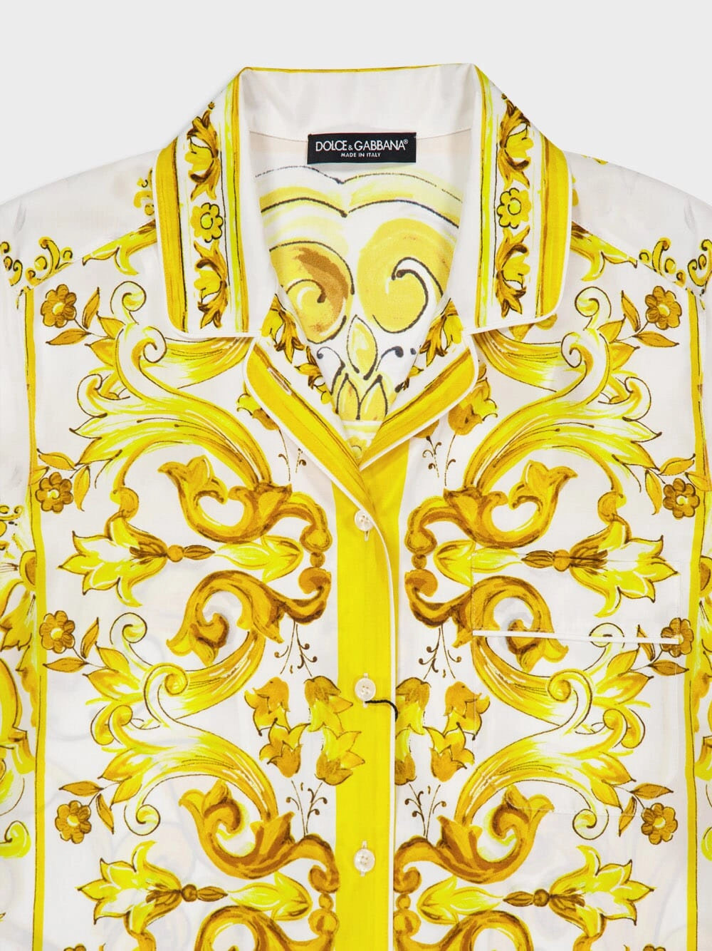 Majolica Print Short-Sleeved Silk Twill Shirt