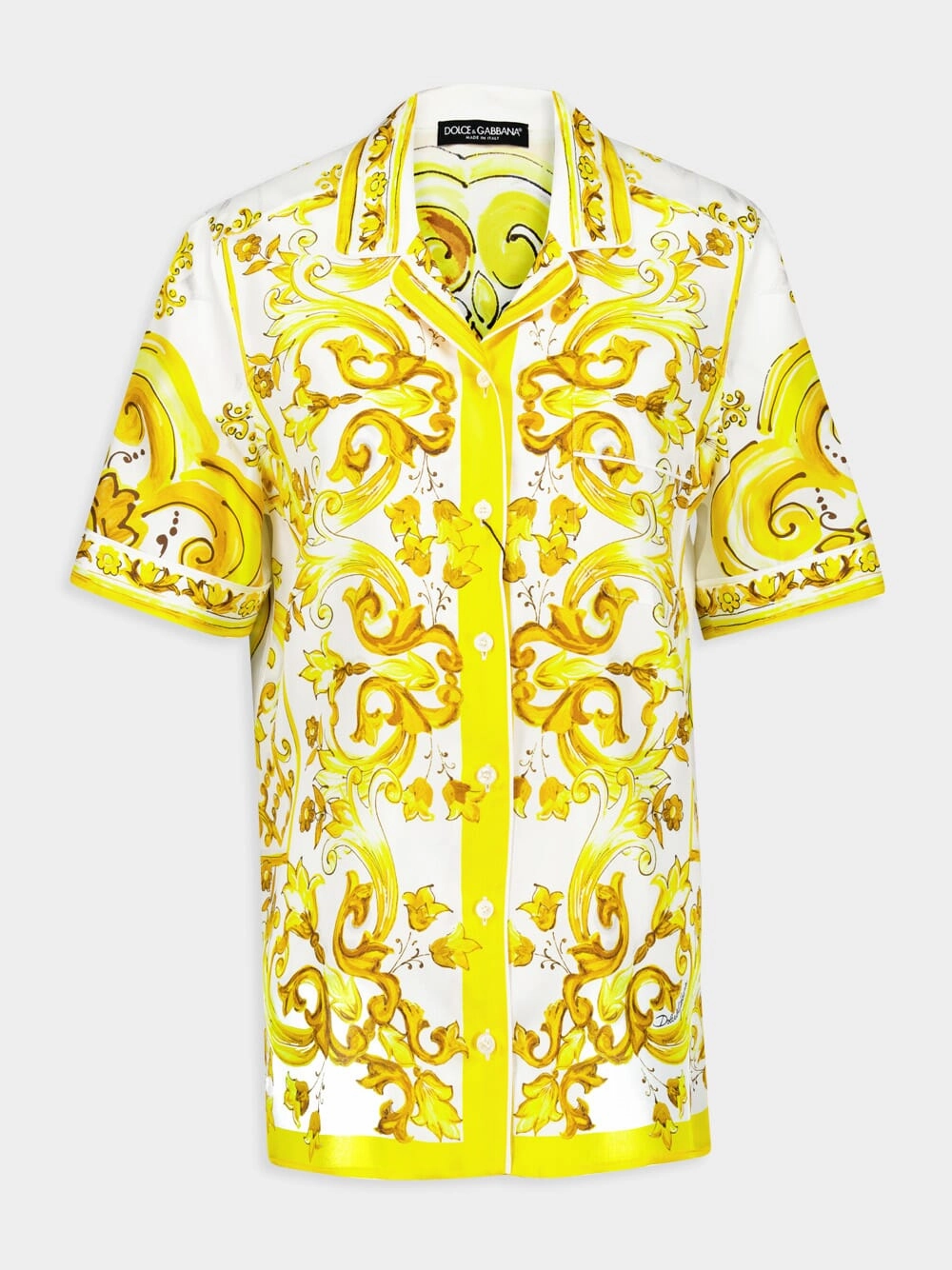 Majolica Print Short-Sleeved Silk Twill Shirt