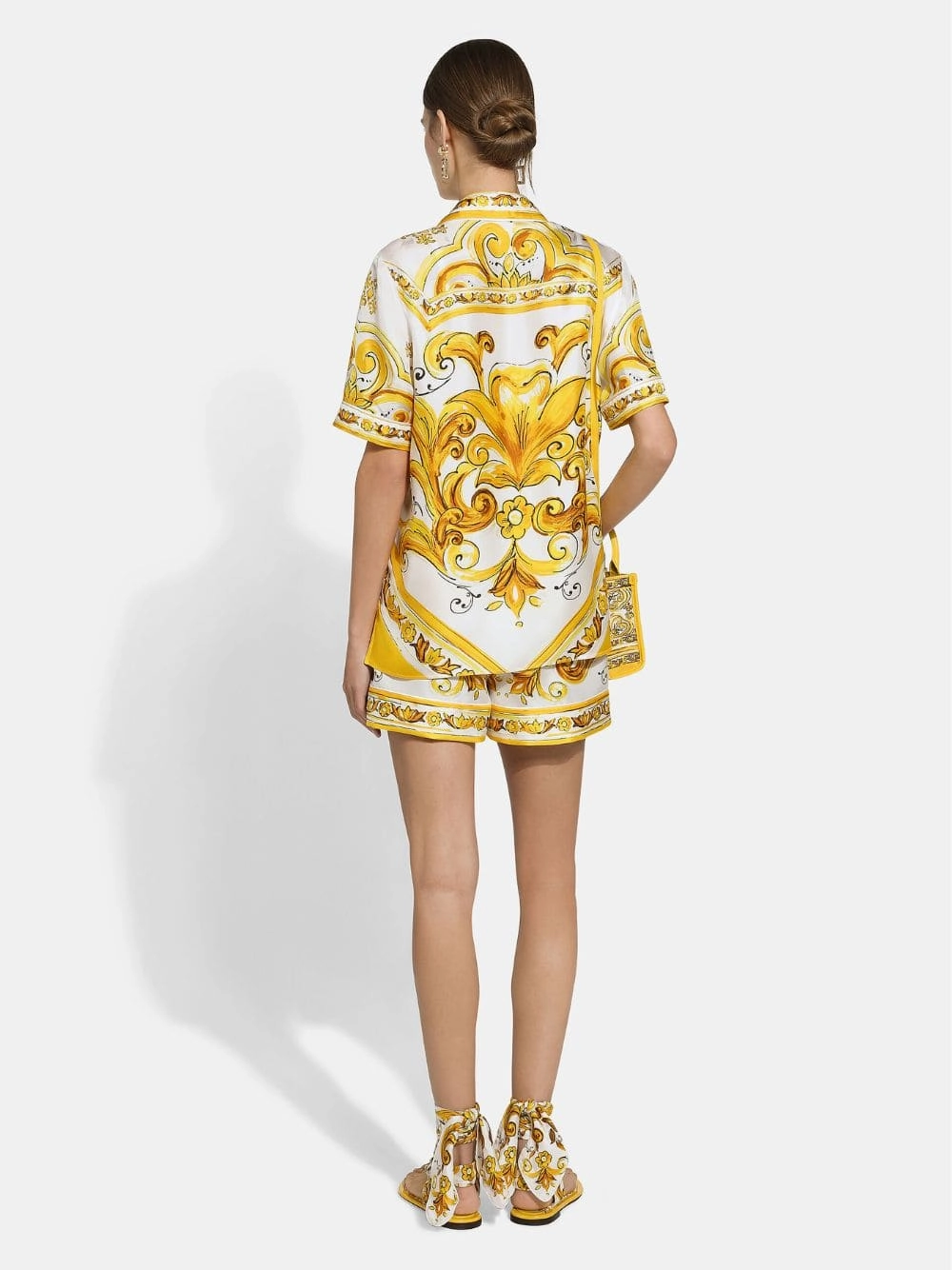 Majolica Print Short-Sleeved Silk Twill Shirt