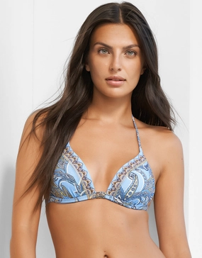 Majorelle Triangle Bikini Top - Oriental Horizon Blue Maryan Mehlhorn - Maryan Mehlhorn dresses