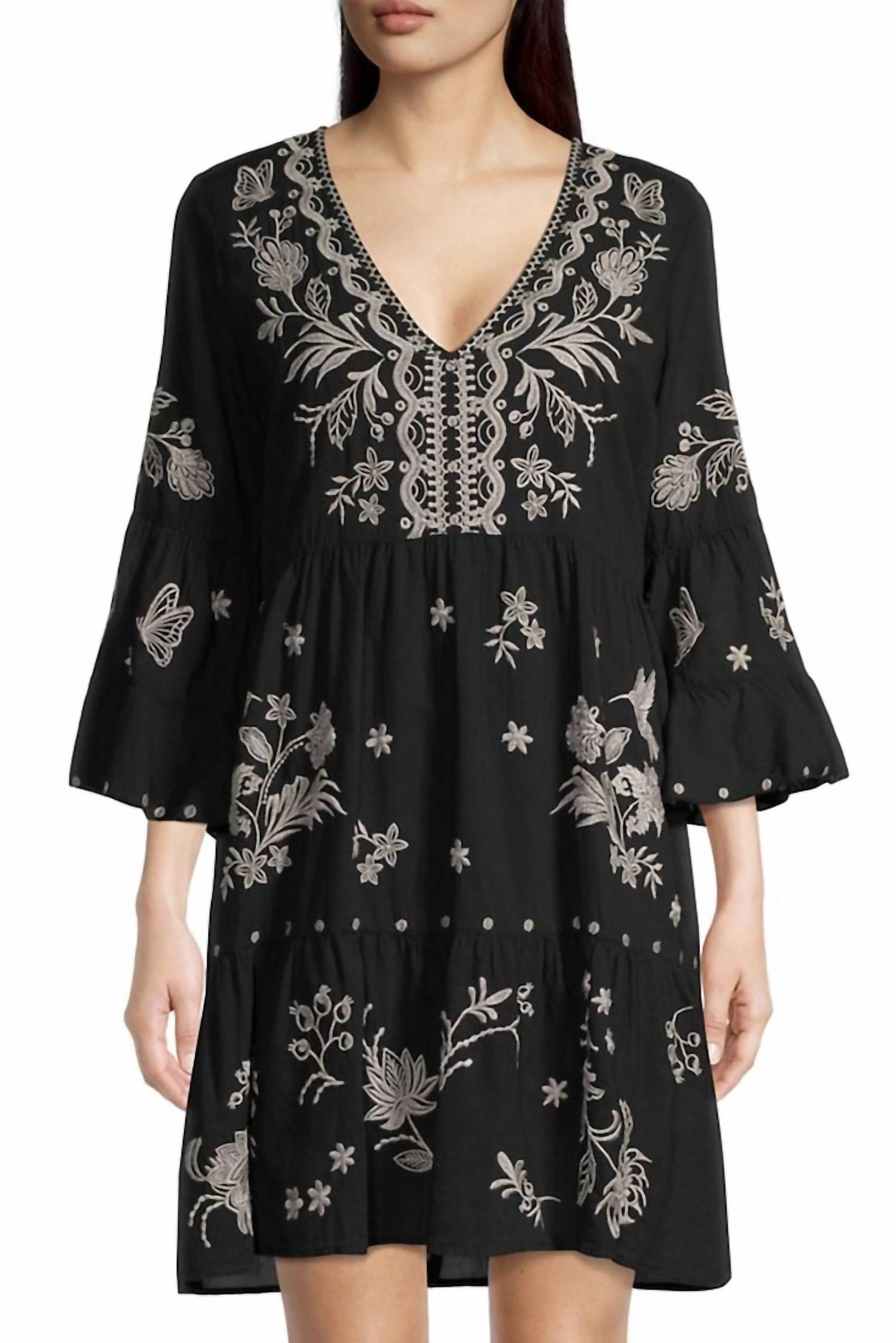 Malo Easy Tiered Dress In Black