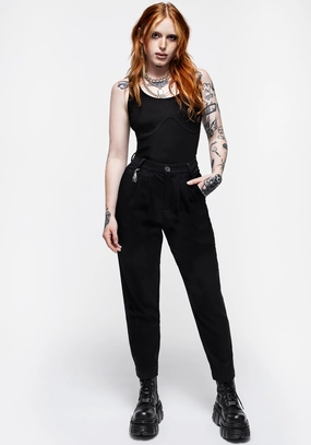 Malverde High Waist Tapered Trousers - Black Bottoms Womens - women's jeans sale
