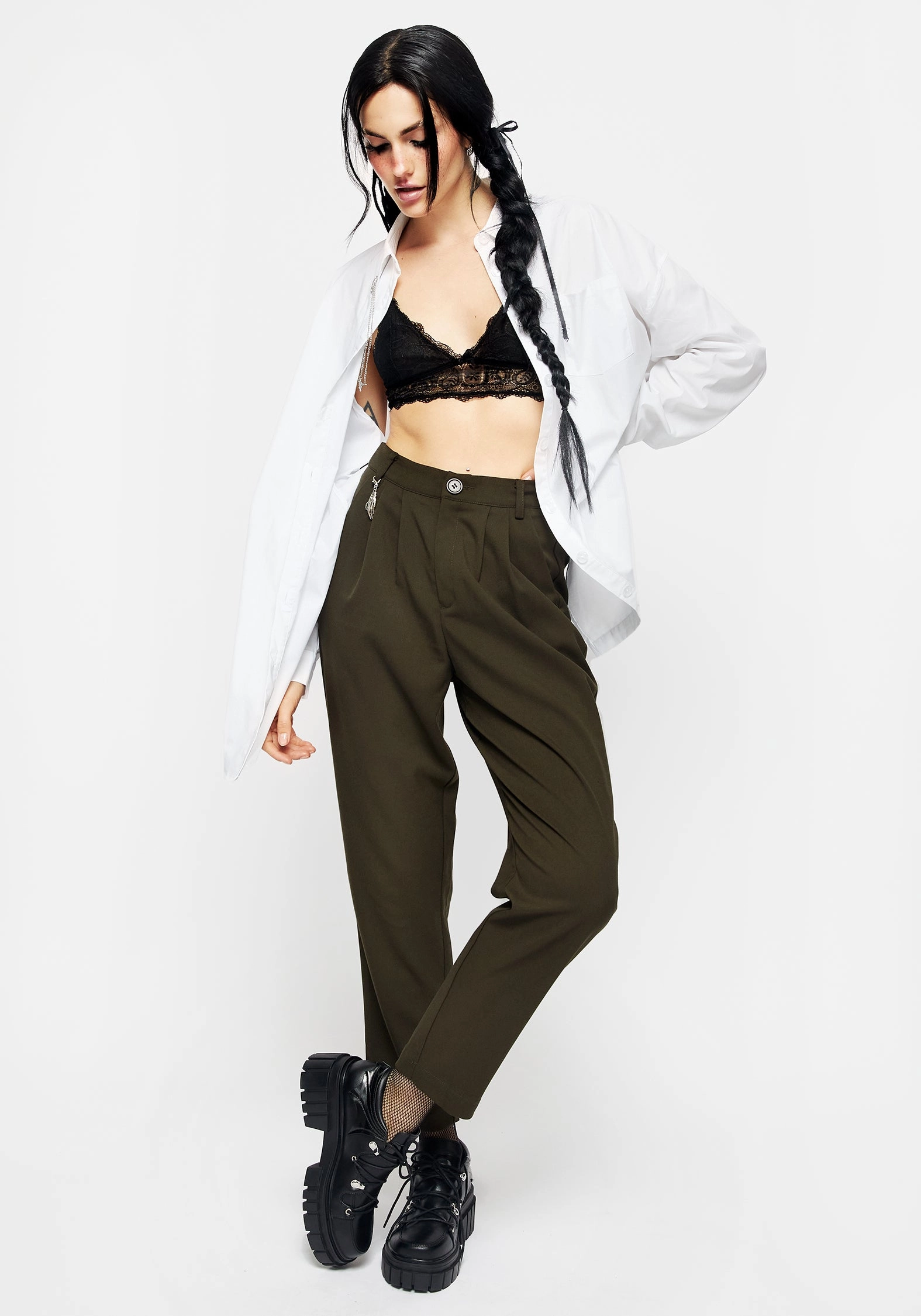 Malverde High Waist Tapered Trousers - Green Bottoms Womens - women's jeans sale