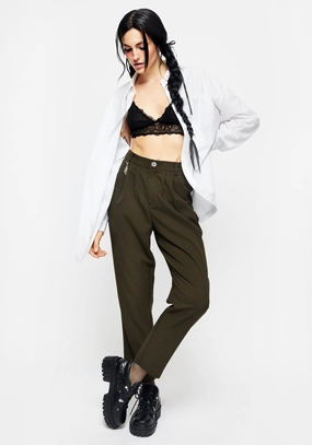 Malverde High Waist Tapered Trousers - Green Bottoms Womens - women's jeans sale