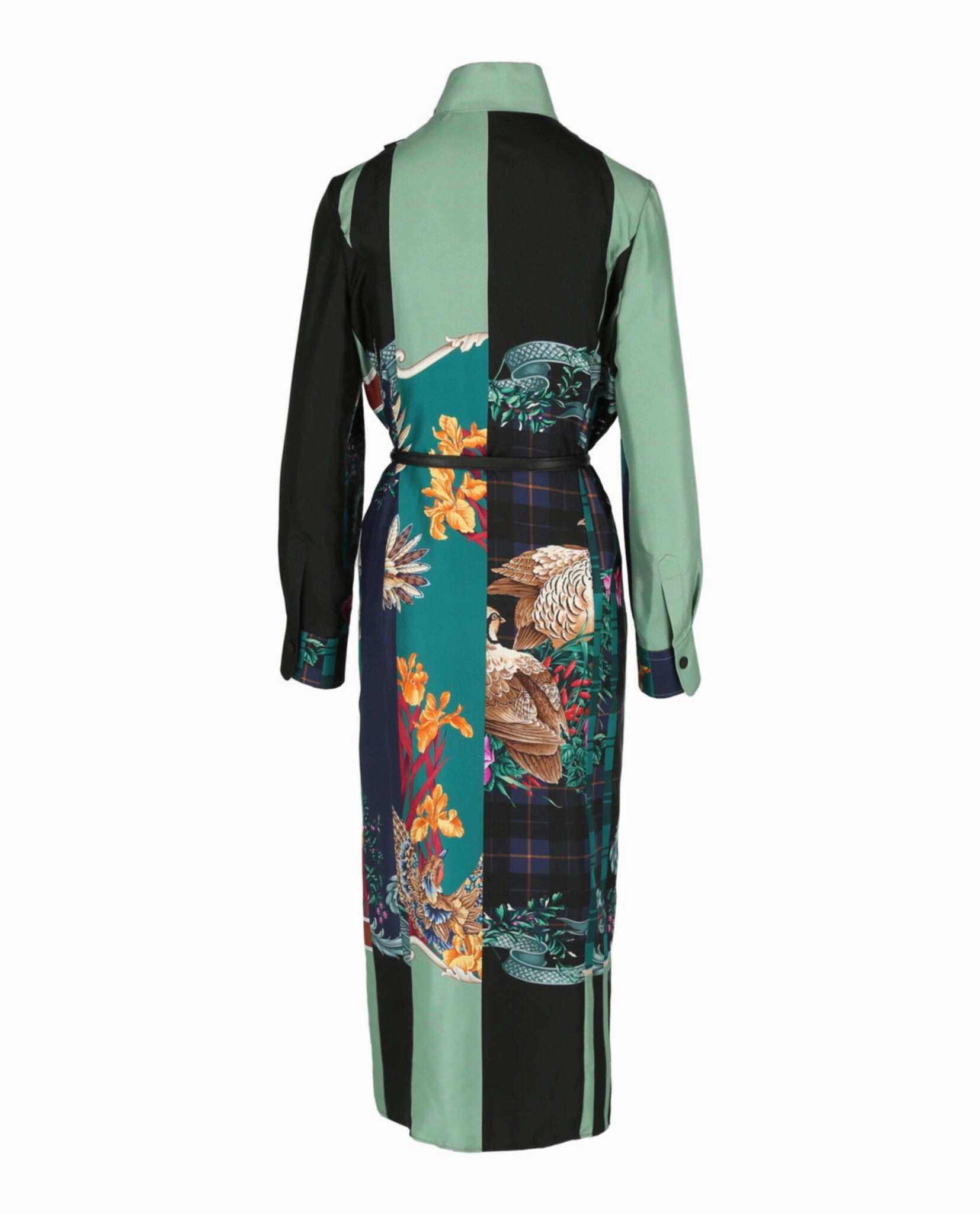 Mandarin Collar Maxi Silk Dress