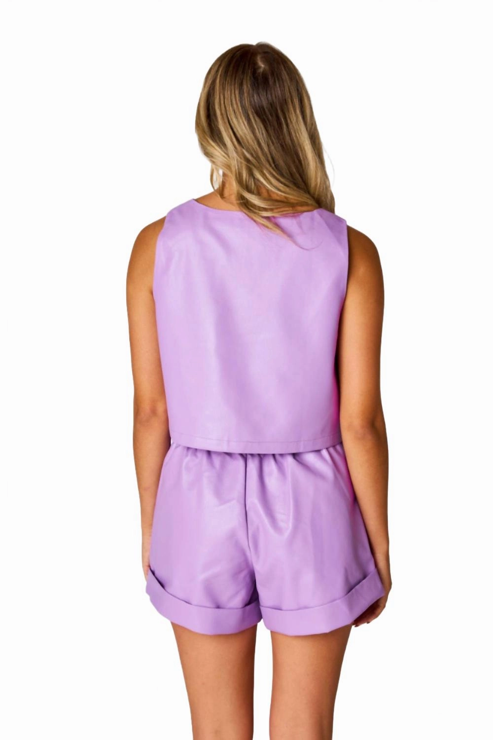 Manning Vegan Leather Cropped Tank Top In Purple