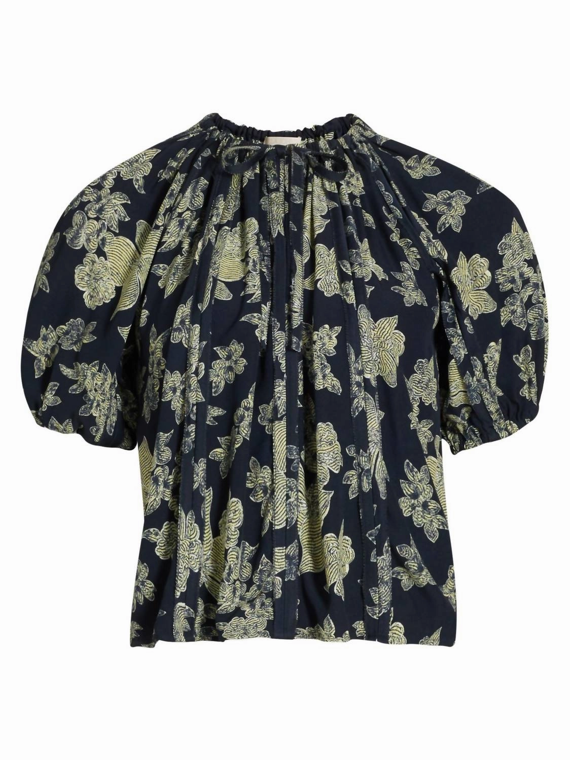Marcelena Floral Tieneck Blouse In Minuit