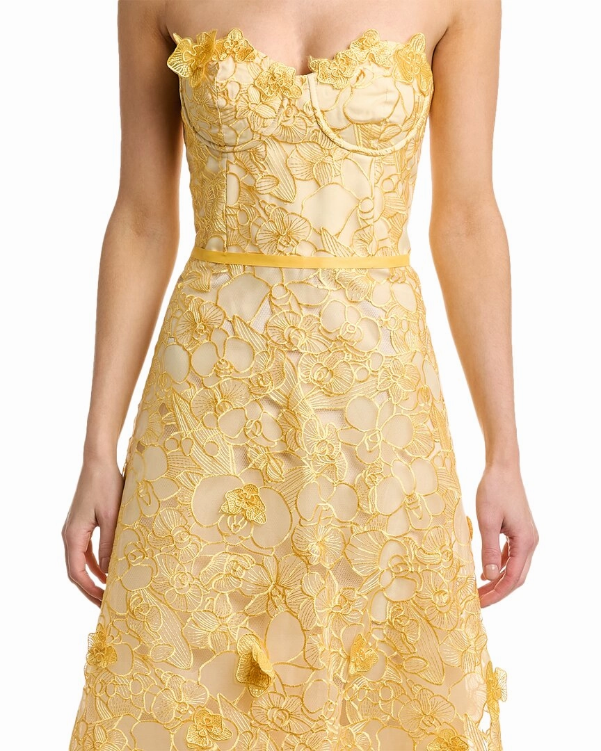 Marchesa Notte Embroidered Cutout Gown