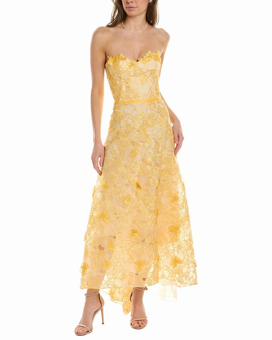 Marchesa Notte Embroidered Cutout Gown