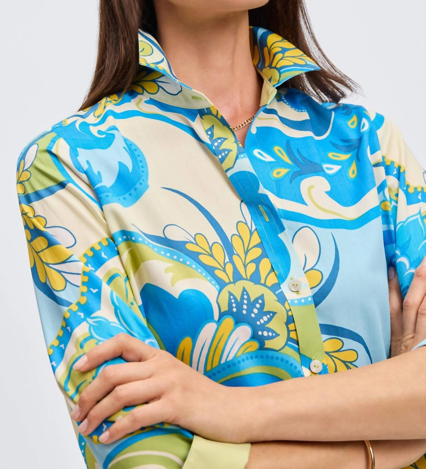 Margie Three Quarter Sleeve Shirt In Tropical  Jacobean