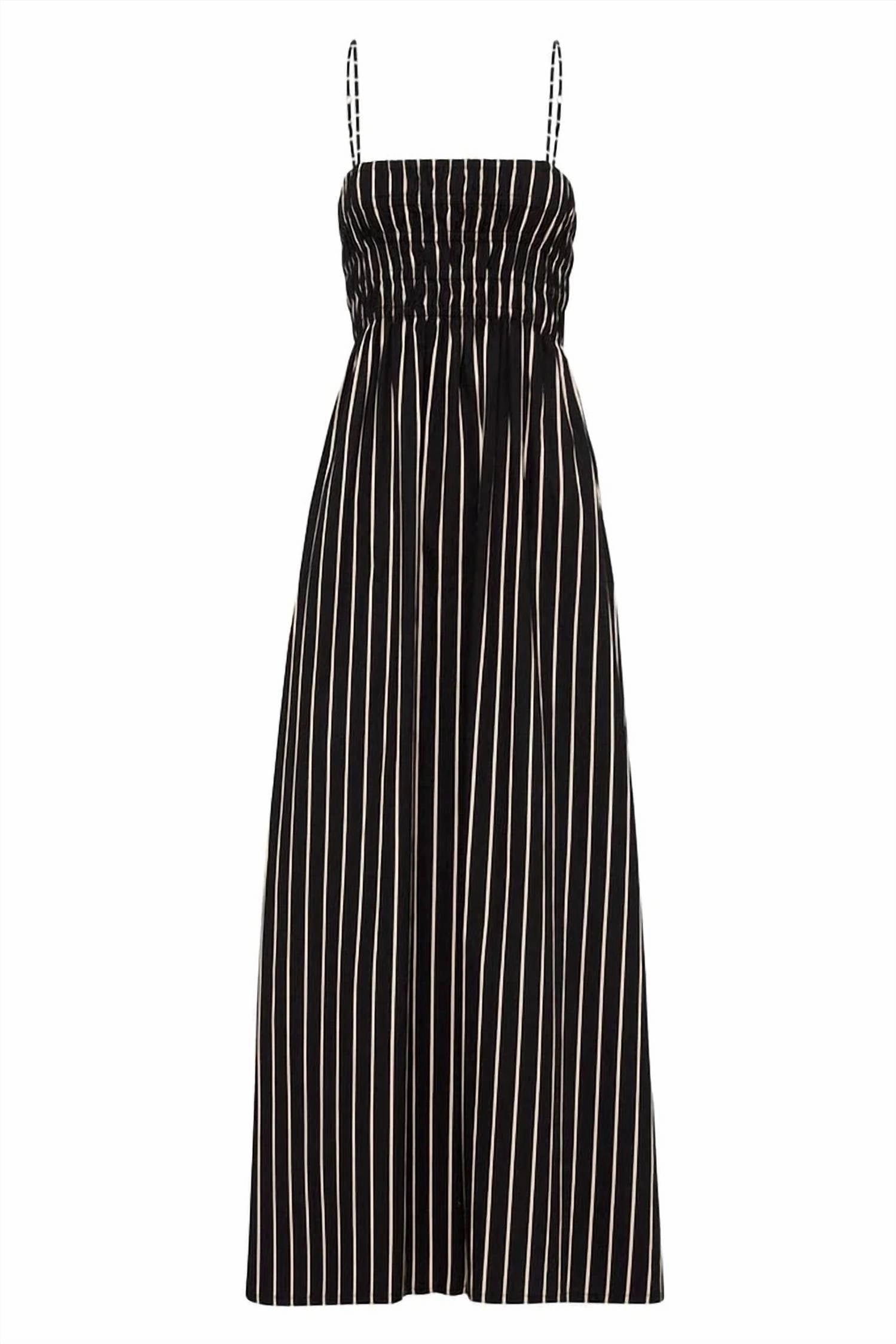 Marieka Midi Dress in Adia Stripe Print Black