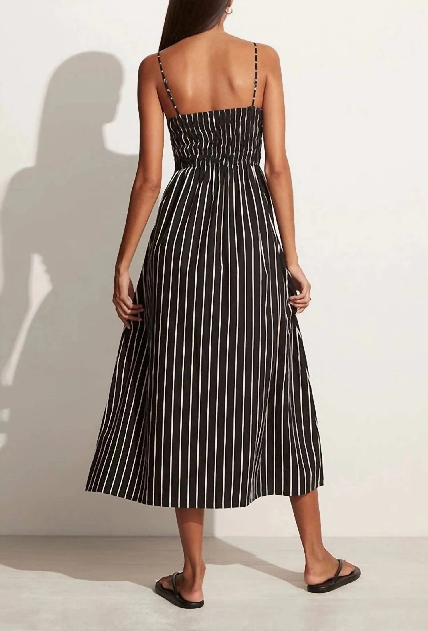 Marieka Midi Dress in Adia Stripe Print Black