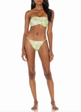 Marseille Top In Roos Tie Dye Lime Swim Womens - ruched swimwear outlet