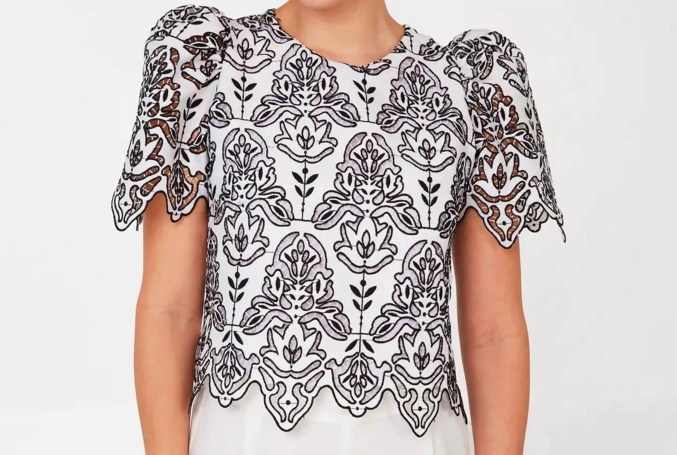 Marty Crop Top In Iron Work Lace