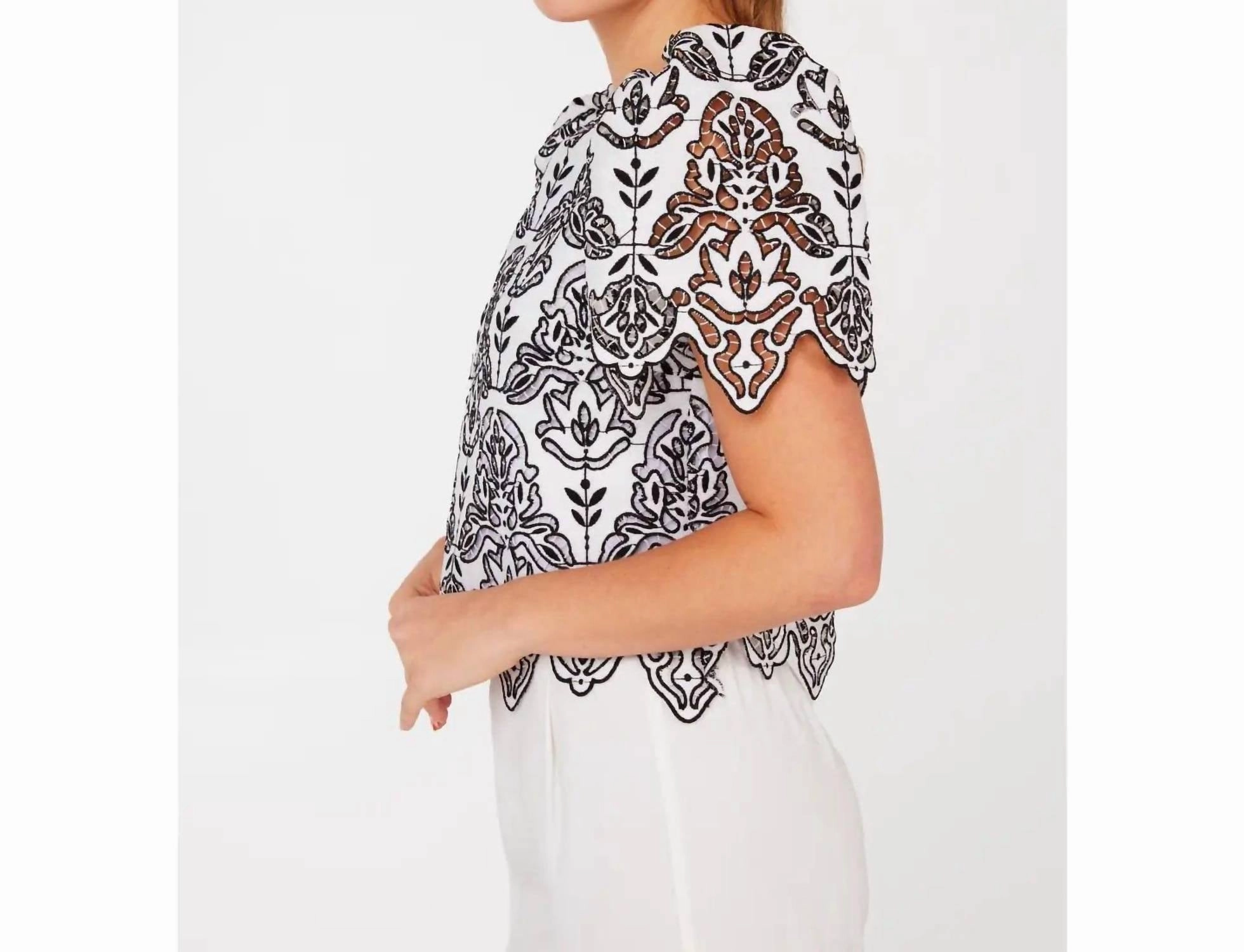 Marty Crop Top In Iron Work Lace
