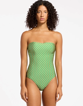 Mattala Geo Moulded Bandeau Swimsuit - Flora Jets - Jets swimwear best price