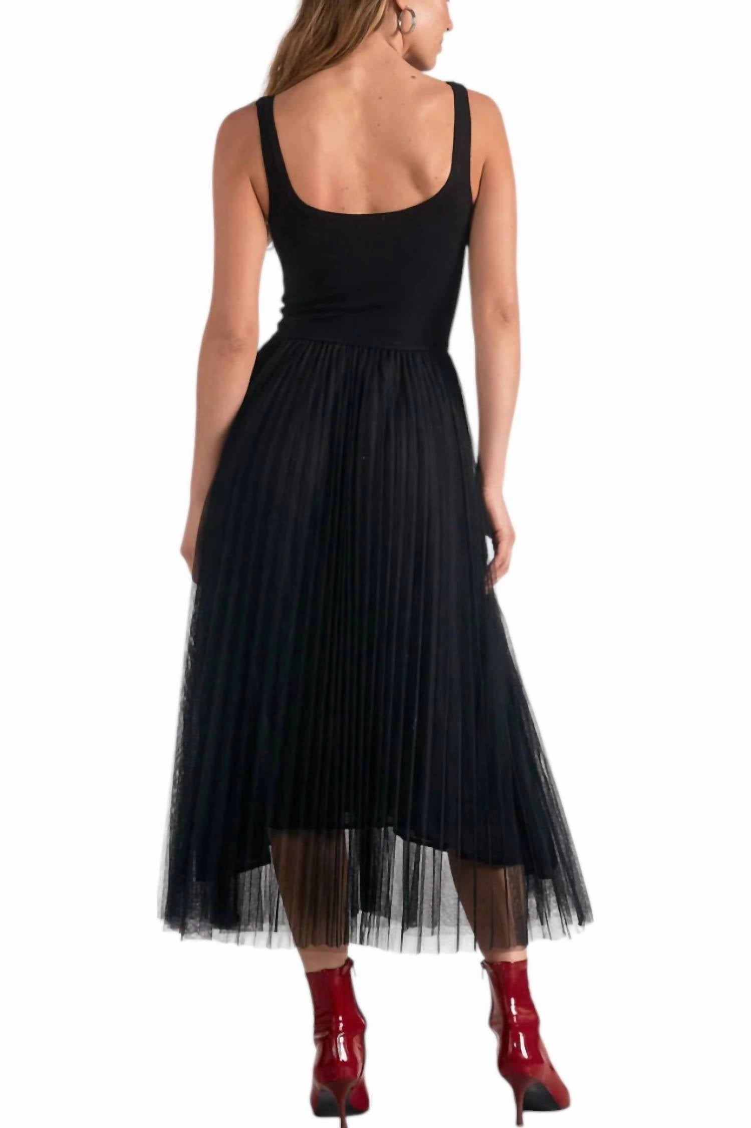 Maxi Tulle Tank Dress In Black