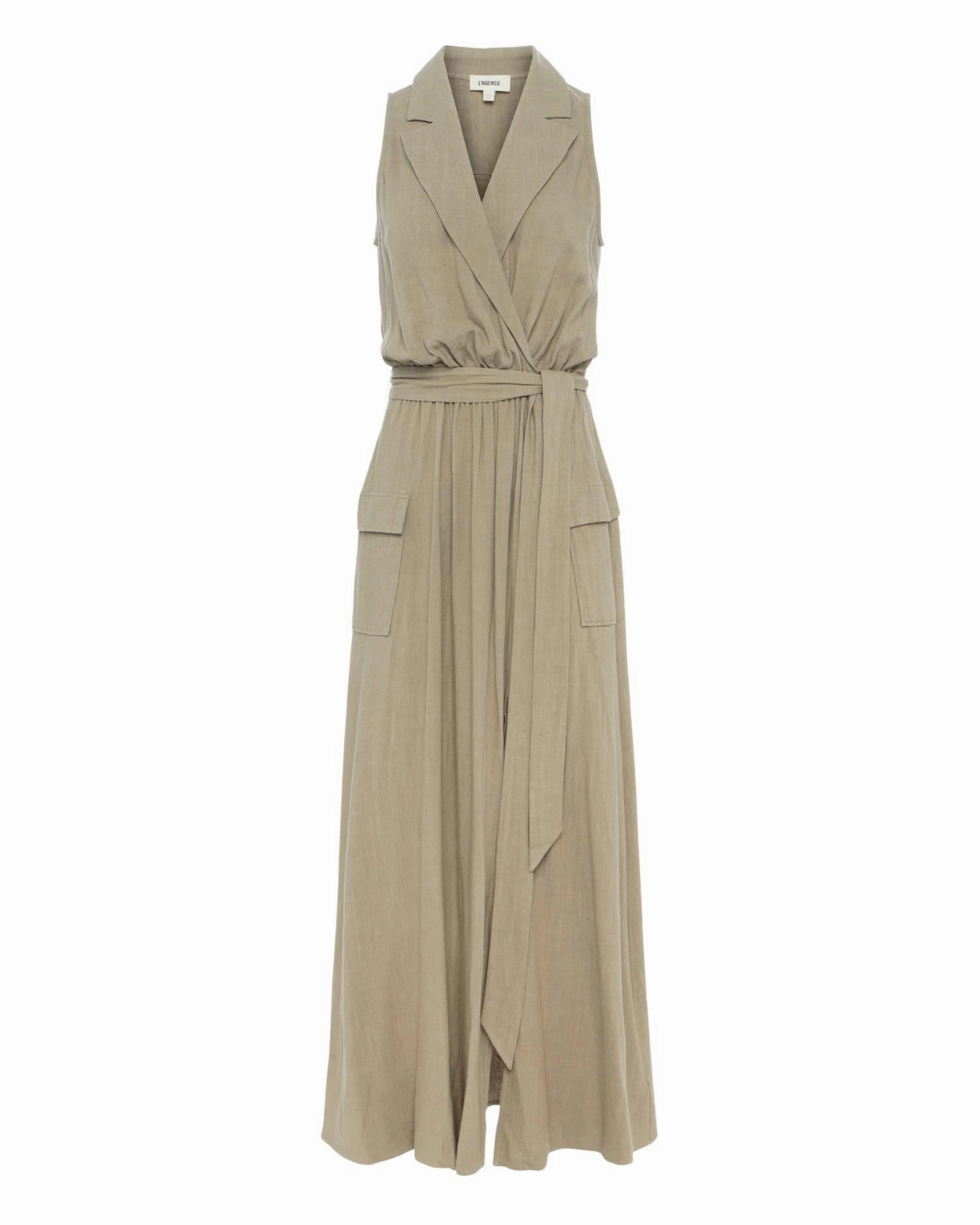 Mayer Military Maxi Dress In Covert Green