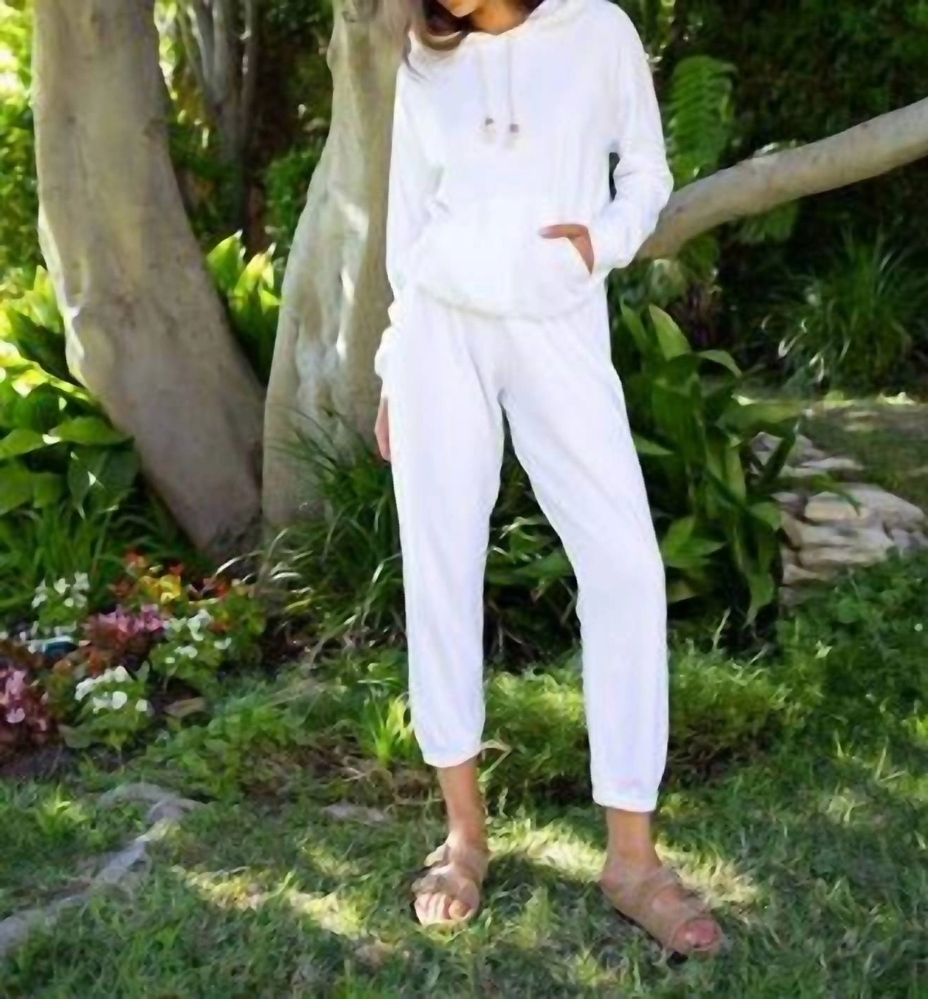 Mckenna Gauze Lined Hoodie In White/soleil
