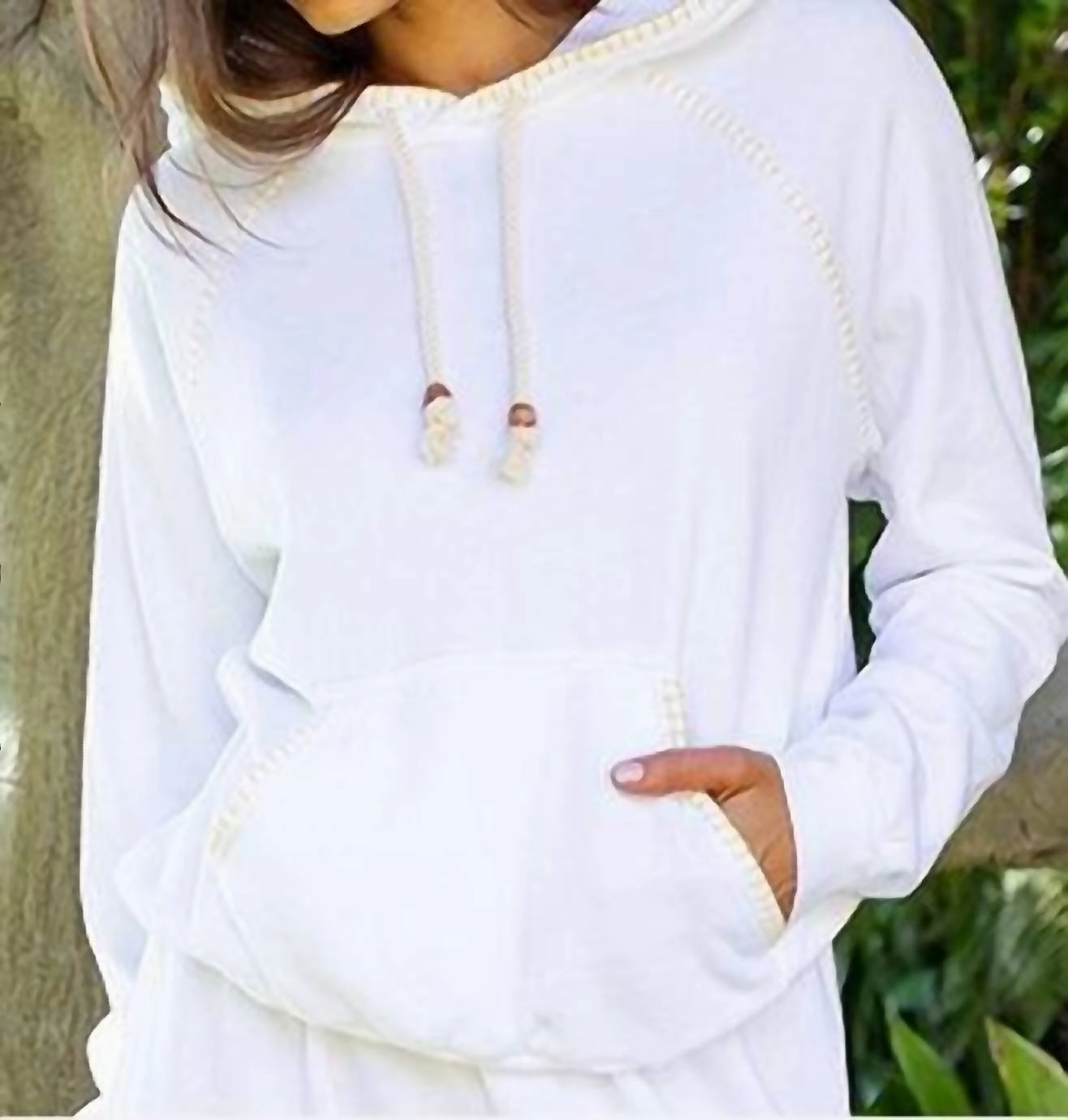 Mckenna Gauze Lined Hoodie In White/soleil